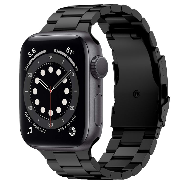 For Apple Watch Series 6 44mm Three Beads Titanium Alloy Metal Watch Band(Black)