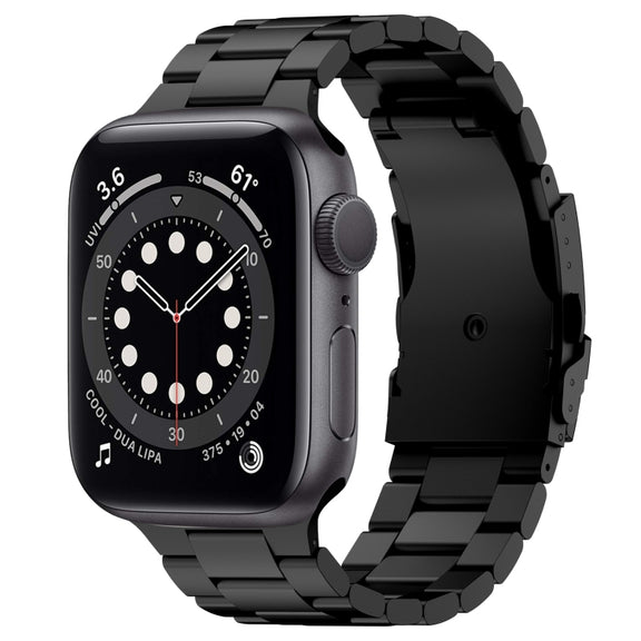 For Apple Watch Series 6 44mm Three Beads Titanium Alloy Metal Watch Band(Black)