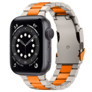 For Apple Watch Series 6 44mm Three Beads Titanium Alloy Metal Watch Band(Titanium Orange)