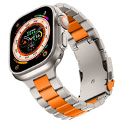 For Apple Watch Series 5 44mm Three Beads Titanium Alloy Metal Watch Band(Titanium Orange)
