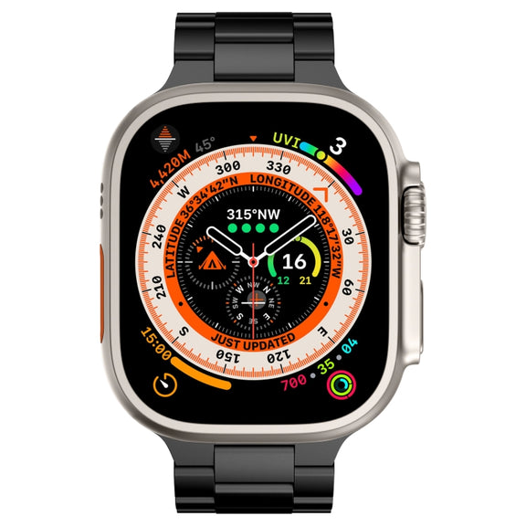 For Apple Watch Series 4 44mm Three Beads Titanium Alloy Metal Watch Band(Black)