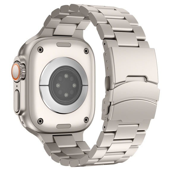 For Apple Watch Series 3 38mm Three Beads Titanium Alloy Metal Watch Band(Titanium Color)
