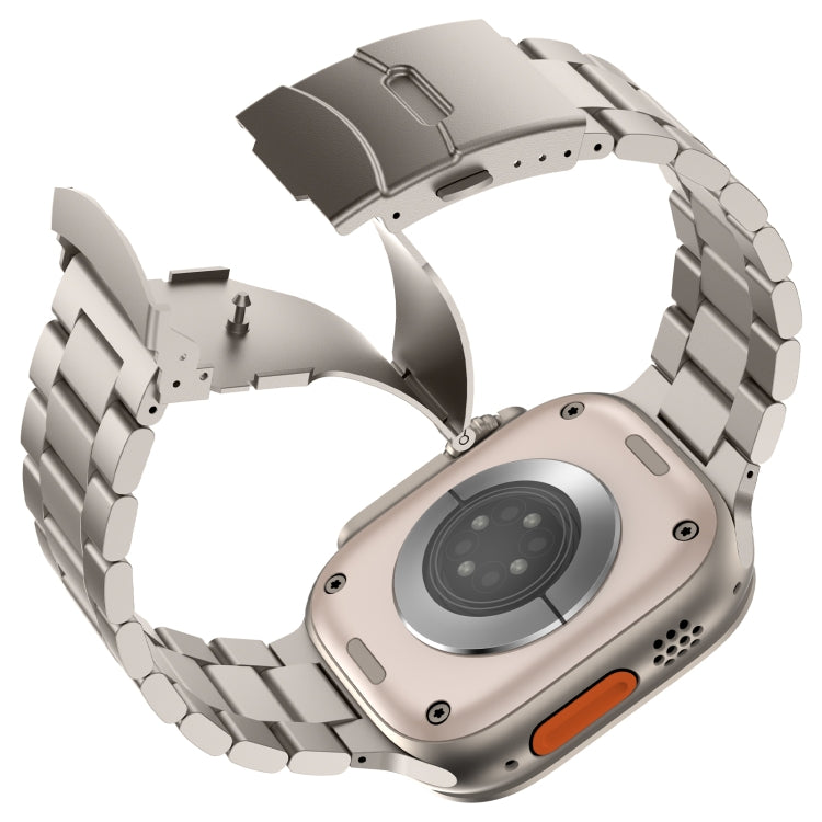 For Apple Watch Series 3 38mm Three Beads Titanium Alloy Metal Watch Band(Titanium Color)