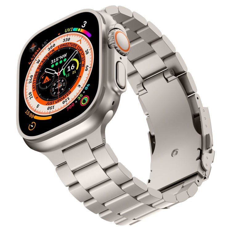 For Apple Watch Series 3 42mm Three Beads Titanium Alloy Metal Watch Band(Titanium Color)