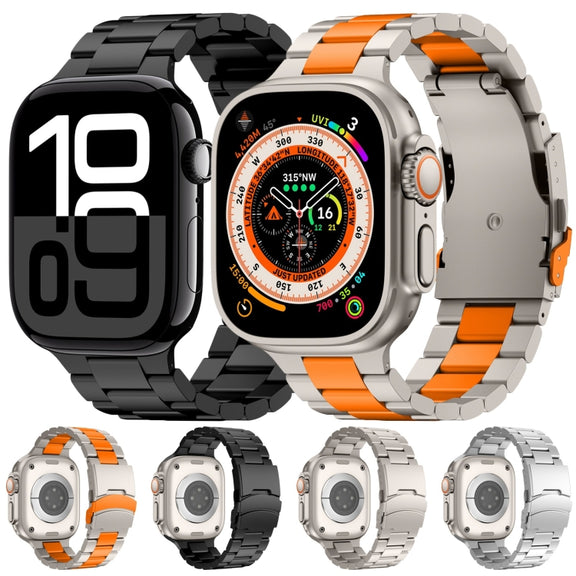 For Apple Watch Series 6 44mm Three Beads Titanium Alloy Metal Watch Band(Silver)
