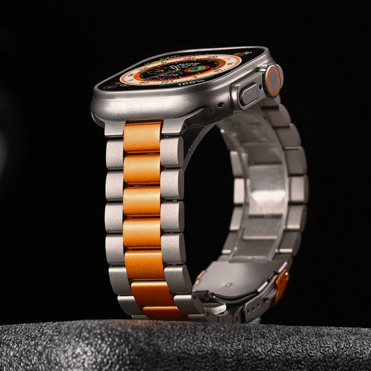 For Apple Watch Series 8 41mm Three Beads Titanium Alloy Metal Watch Band(Silver)