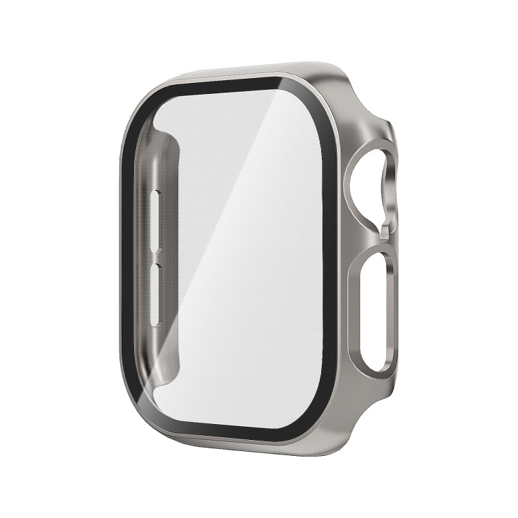 For Apple Watch Series 10 46mm Tempered Glass Film Integrated PC Watch Case(Titanium Grey)
