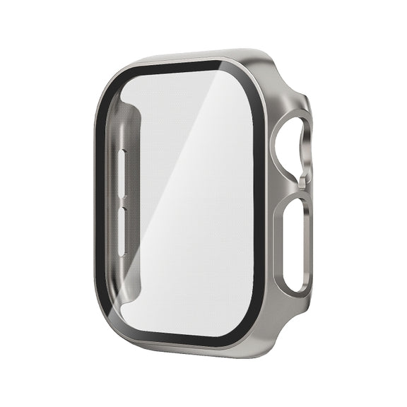 For Apple Watch Series 10 46mm Tempered Glass Film Integrated PC Watch Case(Titanium Grey)
