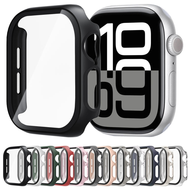 For Apple Watch Series 10 46mm Tempered Glass Film Integrated PC Watch Case(Red)