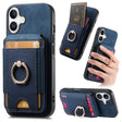 For iPhone 16 Retro Splitable Magnetic Stand Card Bag Leather Phone Case(Blue) - iPhone 16 Cases by PMC TechLife | Online Shopping South Africa | PMC TechLife | Buy Now Pay Later Mobicred