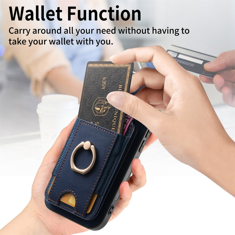 For iPhone 16 Retro Splitable Magnetic Stand Card Bag Leather Phone Case(Blue)