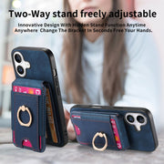 For iPhone 16 Retro Splitable Magnetic Stand Card Bag Leather Phone Case(Blue)