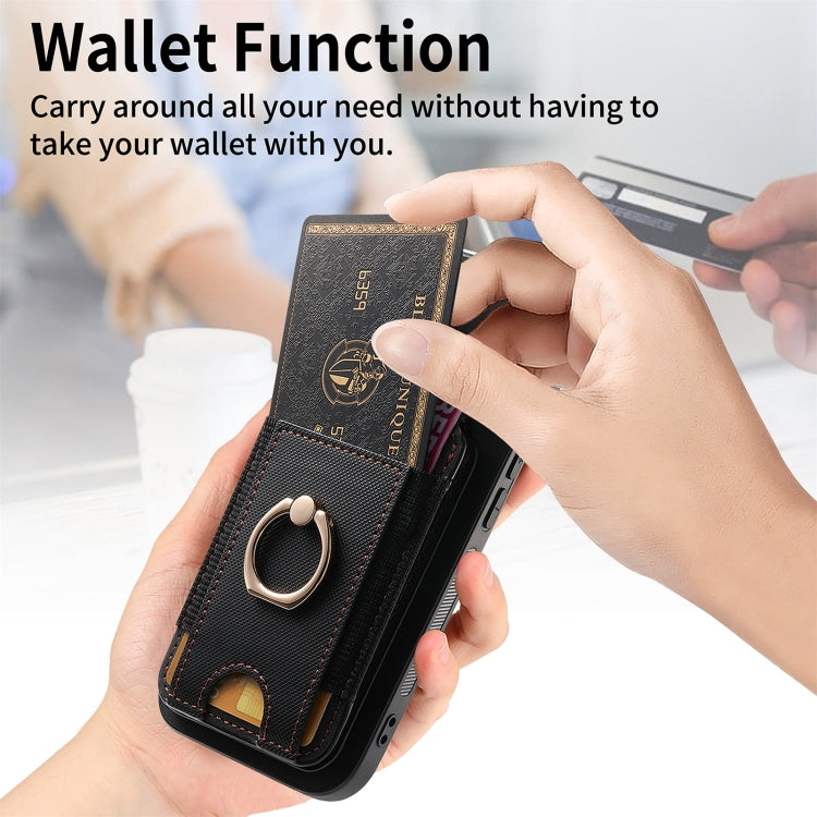 For iPhone 16 Retro Splitable Magnetic Stand Card Bag Leather Phone Case(Black)
