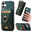 For iPhone 16 Retro Splitable Magnetic Stand Card Bag Leather Phone Case(Green) - iPhone 16 Cases by PMC TechLife | Online Shopping South Africa | PMC TechLife | Buy Now Pay Later Mobicred
