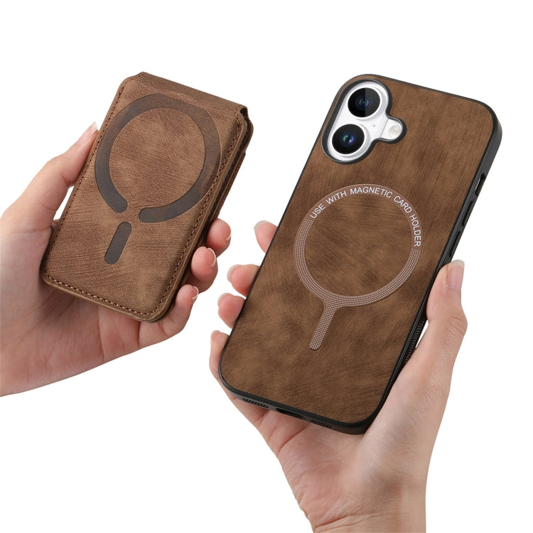 For iPhone 16 Retro Splitable Magnetic Stand Card Bag Leather Phone Case(Brown)