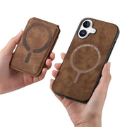 For iPhone 16 Retro Splitable Magnetic Stand Card Bag Leather Phone Case(Brown)