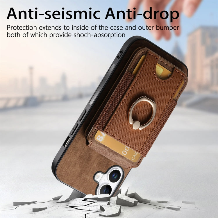 For iPhone 16 Retro Splitable Magnetic Stand Card Bag Leather Phone Case(Brown)