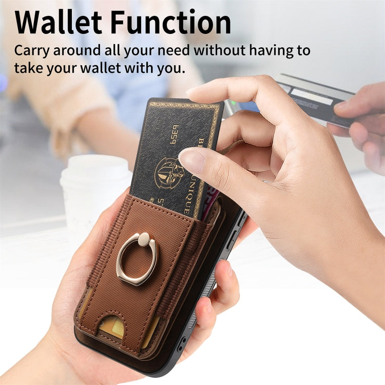 For iPhone 16 Retro Splitable Magnetic Stand Card Bag Leather Phone Case(Brown)