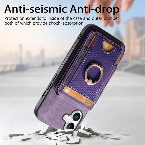 For iPhone 16 Plus Retro Splitable Magnetic Stand Card Bag Leather Phone Case(Purple)