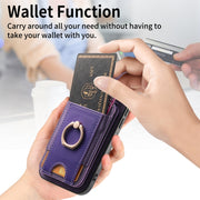 For iPhone 16 Plus Retro Splitable Magnetic Stand Card Bag Leather Phone Case(Purple)