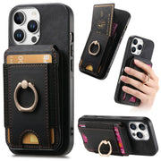 For iPhone 16 Pro Retro Splitable Magnetic Stand Card Bag Leather Phone Case(Black)