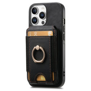 For iPhone 16 Pro Retro Splitable Magnetic Stand Card Bag Leather Phone Case(Black)