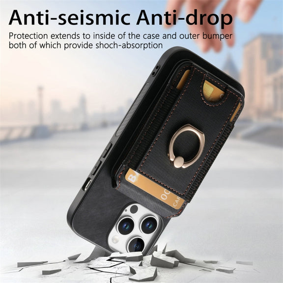 For iPhone 16 Pro Retro Splitable Magnetic Stand Card Bag Leather Phone Case(Black)
