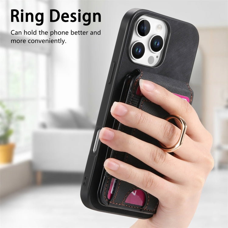 For iPhone 16 Pro Retro Splitable Magnetic Stand Card Bag Leather Phone Case(Black)