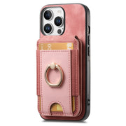 For iPhone 16 Pro Max Retro Splitable Magnetic Stand Card Bag Leather Phone Case(Pink)