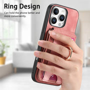 For iPhone 16 Pro Max Retro Splitable Magnetic Stand Card Bag Leather Phone Case(Pink)