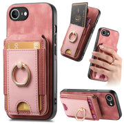 For iPhone 16e Retro Splitable Magnetic Stand Card Bag Leather Phone Case(Pink)