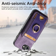 For iPhone 16e Retro Splitable Magnetic Stand Card Bag Leather Phone Case(Purple)