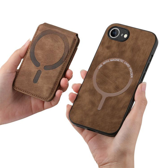 For iPhone 16e Retro Splitable Magnetic Stand Card Bag Leather Phone Case(Brown)