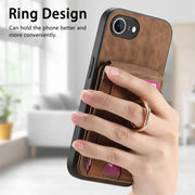 For iPhone 16e Retro Splitable Magnetic Stand Card Bag Leather Phone Case(Brown)