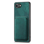 For iPhone 16e Retro Leather Card Bag Magnetic Phone Case(Green)