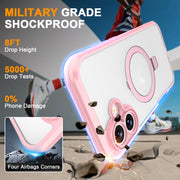 For iPhone 16 Skin Feel MagSafe Holder 360 Full Body Phone Case(Pink)