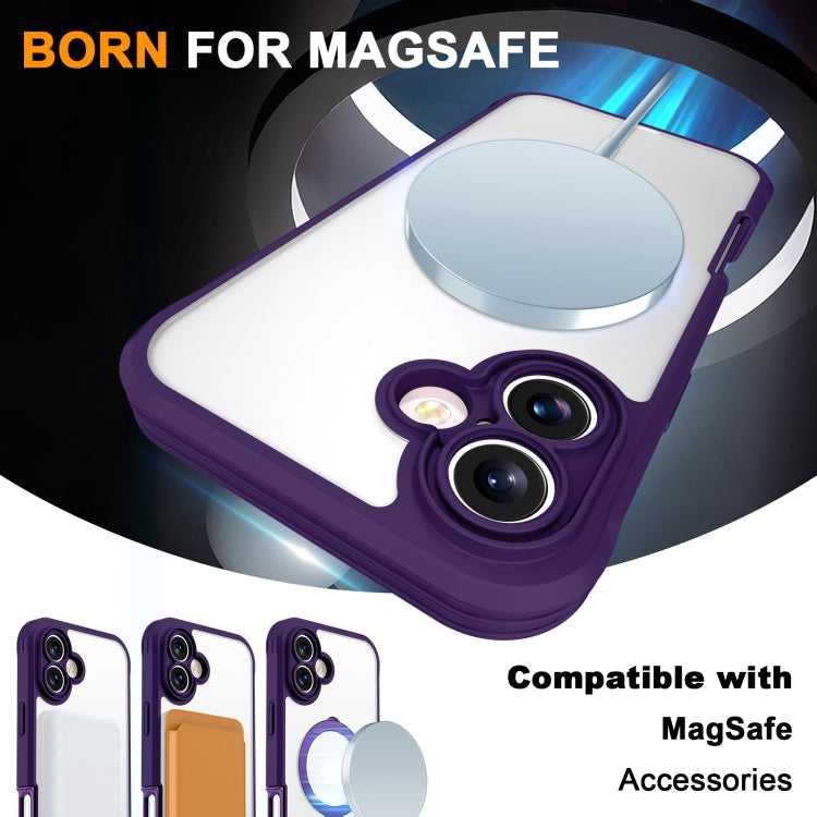 For iPhone 16 Skin Feel MagSafe Holder 360 Full Body Phone Case(Purple)