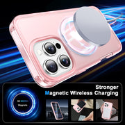 For iPhone 16 Pro Max Frosted Skin Feel MagSafe Holder 360 Full Body Phone Case(Pink)