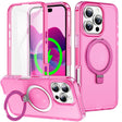 For iPhone 16 Pro Max Frosted Skin Feel MagSafe Holder 360 Full Body Phone Case(Rose Red) - iPhone 16 Pro Max Cases by PMC TechLife | Online Shopping South Africa | PMC TechLife | Buy Now Pay Later Mobicred