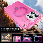 For iPhone 16 Pro Max Frosted Skin Feel MagSafe Holder 360 Full Body Phone Case(Rose Red)
