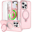 For iPhone 16 Pro Frosted Skin Feel MagSafe Holder 360 Full Body Phone Case(Pink) - iPhone 16 Pro Cases by PMC TechLife | Online Shopping South Africa | PMC TechLife | Buy Now Pay Later Mobicred