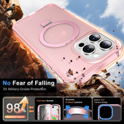For iPhone 16 Pro Frosted Skin Feel MagSafe Holder 360 Full Body Phone Case(Pink)