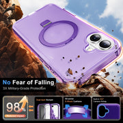 For iPhone 16 Plus Frosted Skin Feel MagSafe Holder 360 Full Body Phone Case(Purple)