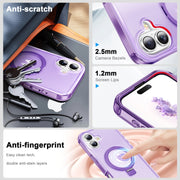 For iPhone 16 Plus Frosted Skin Feel MagSafe Holder 360 Full Body Phone Case(Purple)
