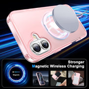 For iPhone 16 Frosted Skin Feel MagSafe Holder 360 Full Body Phone Case(Pink)