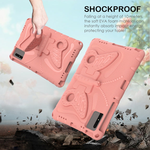 For Lenovo Tab M11 / Xiaoxin Pad 11 2024 Butterfly Bracket EVA Shockproof Tablet Case(Pink Orange)