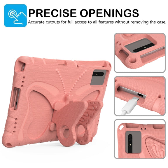 For Honor Tablet V7 11 2021 Butterfly Bracket EVA Shockproof Tablet Case(Pink Orange)
