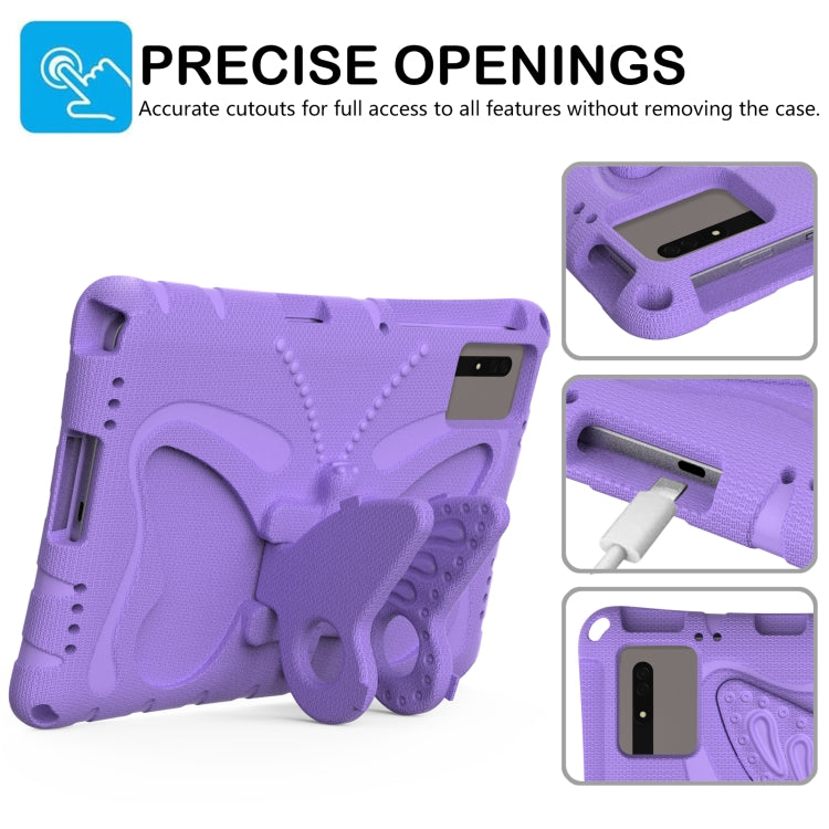 For Honor Tablet V7 11 2021 Butterfly Bracket EVA Shockproof Tablet Case(Light Purple)