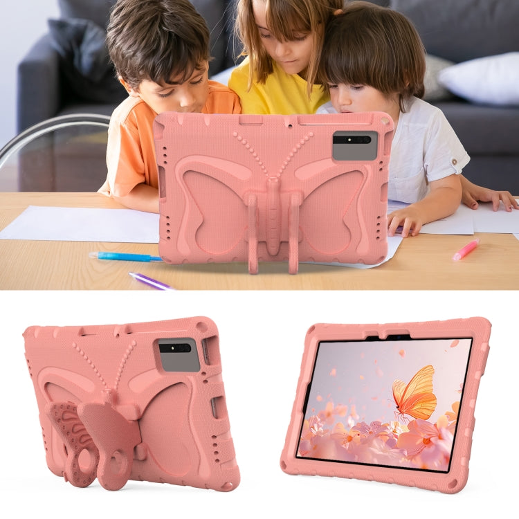 For Huawei MatePad SE 11 2024 Butterfly Bracket EVA Shockproof Tablet Case(Pink Orange)