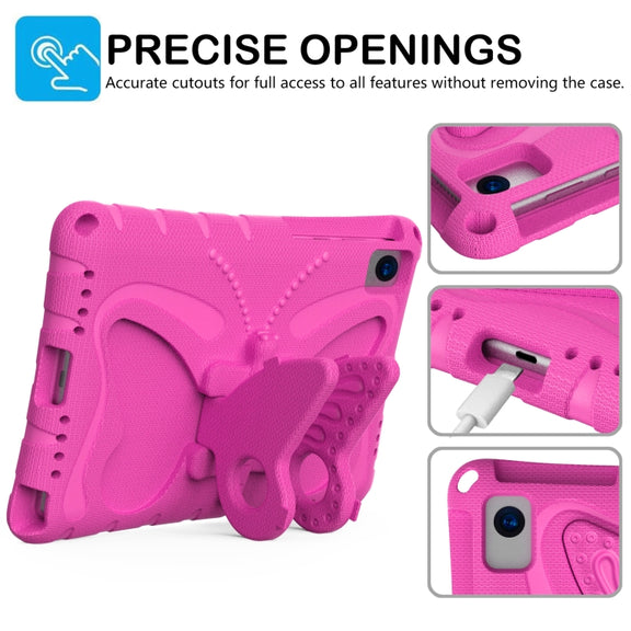 For Huawei MatePad 10.4 Butterfly Bracket EVA Shockproof Tablet Case(Rose Red)